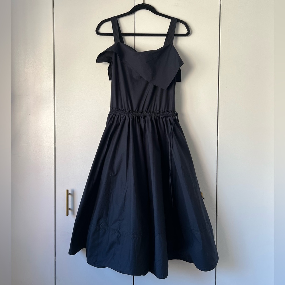 Proenza Schouler White Label Navy Cotton Midi Dress • Size 0 • Minimalist Design
